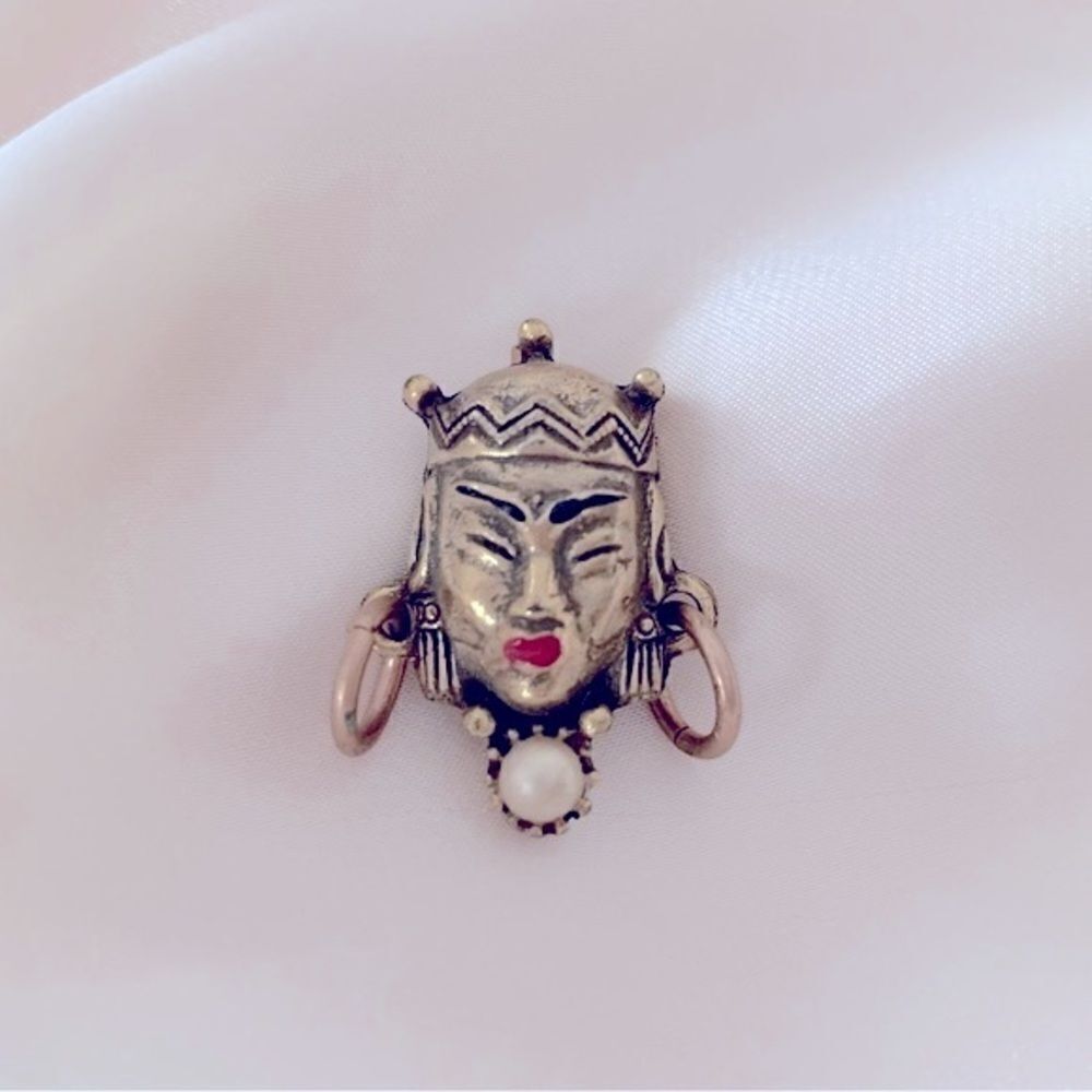 Vintage Selro Unsigned Asian Princess Face Brooch